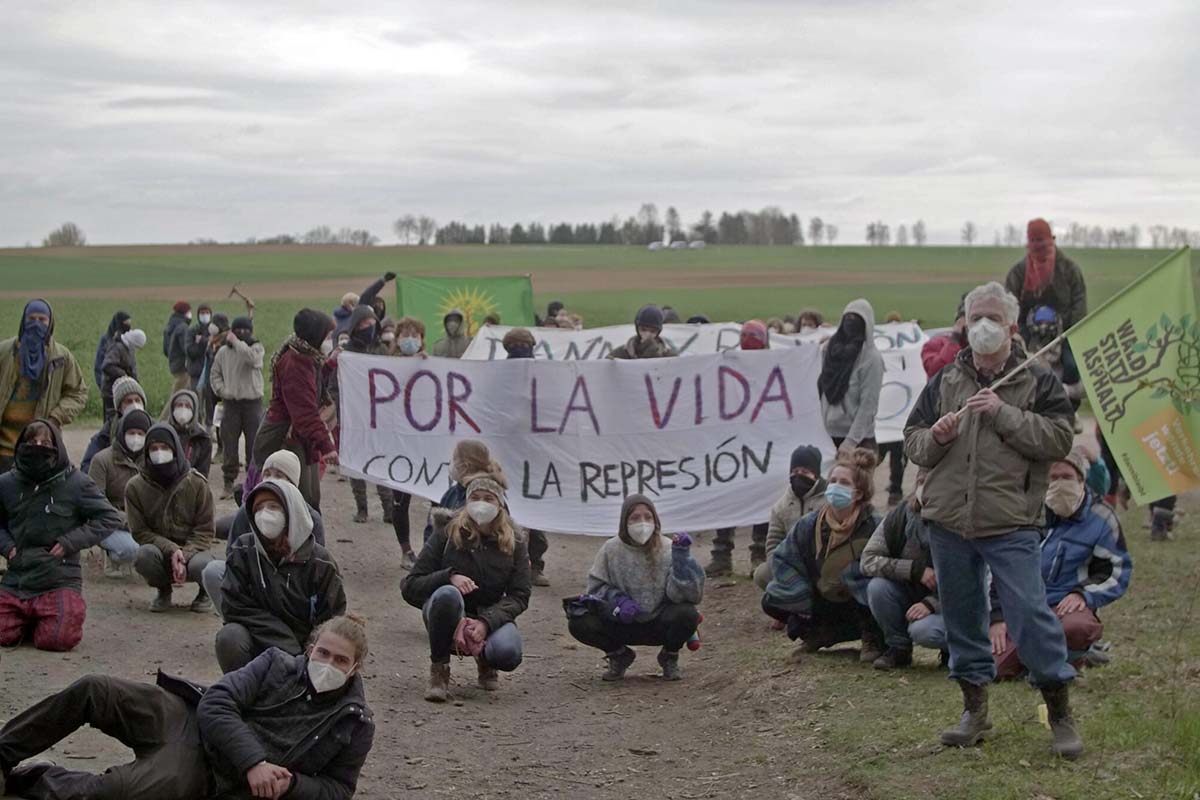 Activistas ambientales en Alemania realizan acción en solidaridad con la lucha de Bachajón